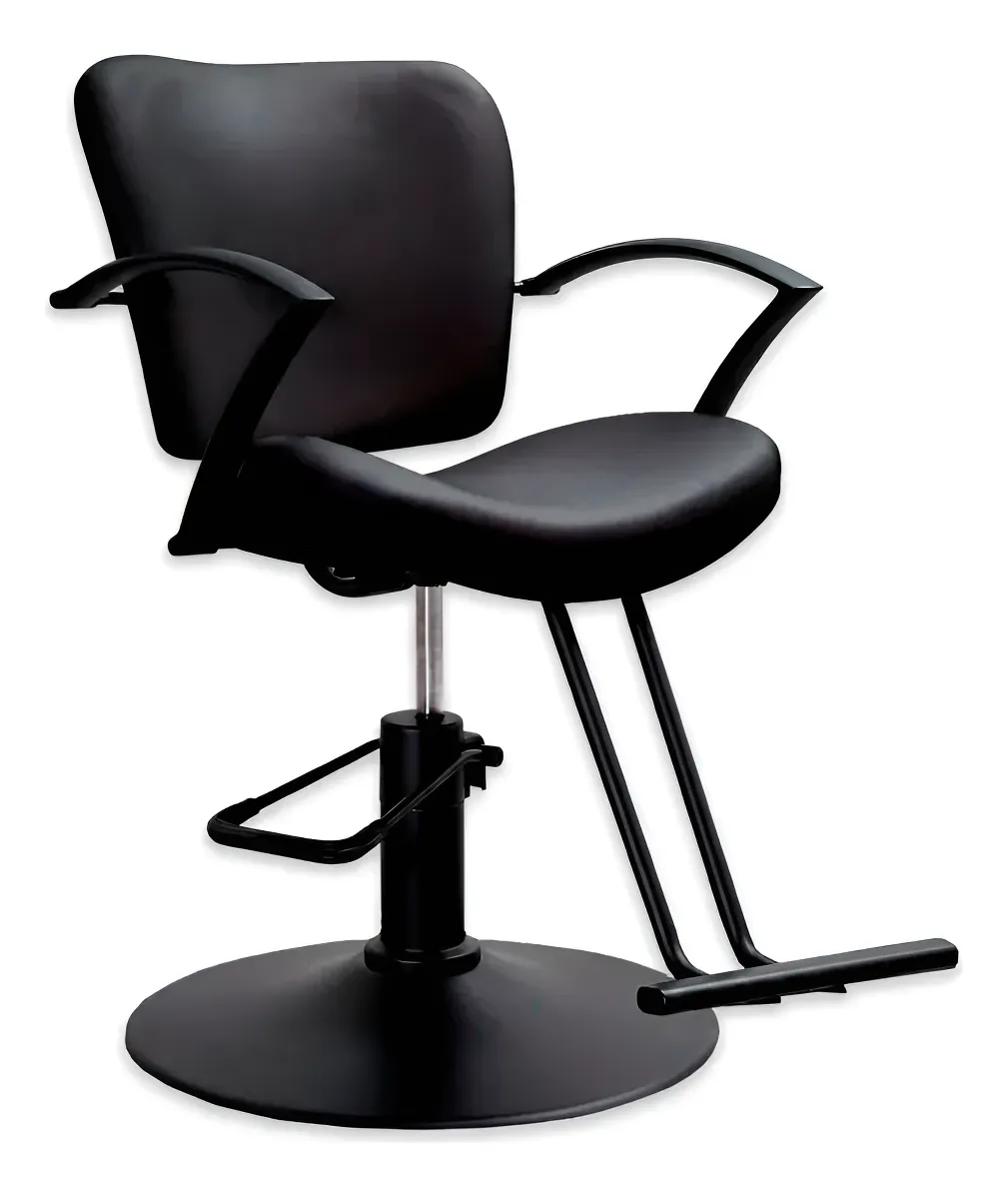 Sillón de corte Baltimore negro con base redonda cromada