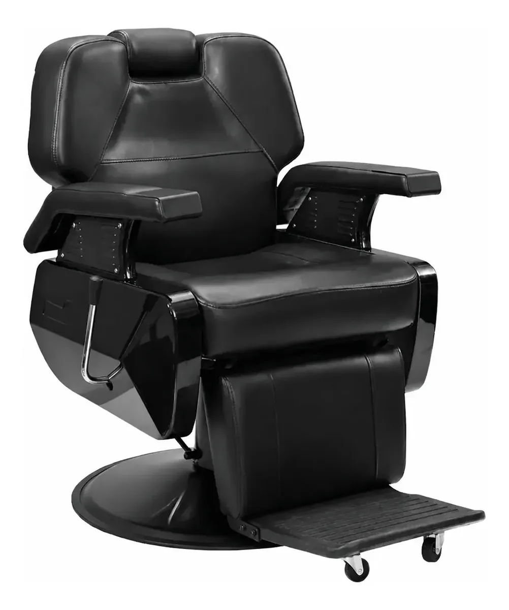 Sillón de barbería Dallas gris hidráulico con respaldo reclinable